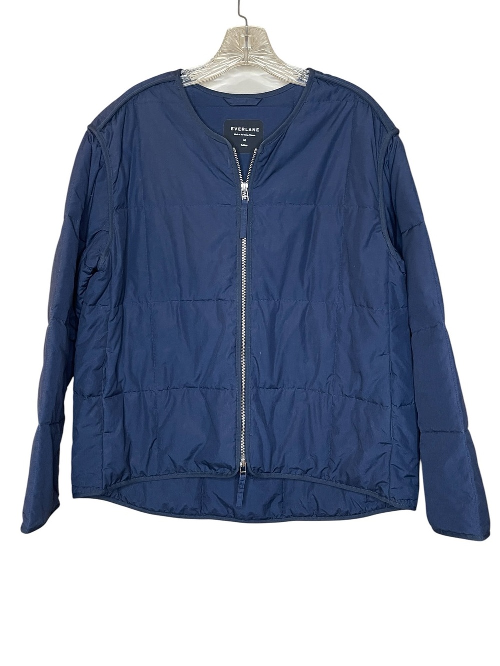 Everlane The Quilted Cotton Liner Navy Zip Front Lightweight Jacket Sz M - Picture 5 of 9